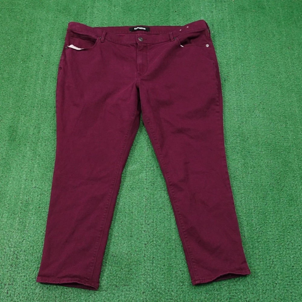 Express Pants Womens 18S Purple Mid Rise Ankle Legging Stretch Twill Pockets Zip